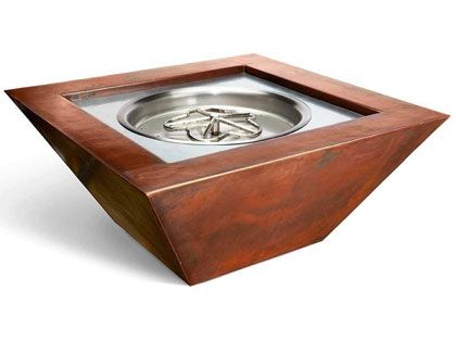 HPC Fire Sierra 36-Inch Square Smooth Copper Gas Fire Pit
