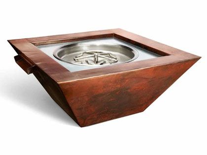 HPC Fire Sierra 36-Inch Square Smooth Copper Gas Fire and Water Pit