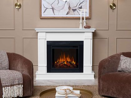 Silverton 48-Inch Electric Fireplace Mantel in White