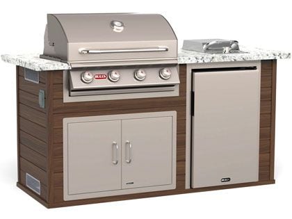 bull power q walnut 75-inch bbq island with fridge
