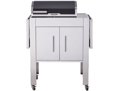 Kenyon Signature 2-Zone 3000 Watt 240V IntelliKEN Touch Control Electric Grill & Stand with Black Carbon Fiber Lid & LED Lighted Handle
