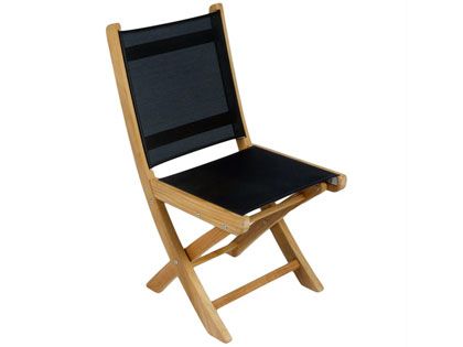 Sailmate Folding Teak Patio Dining Side Chair with Sling
