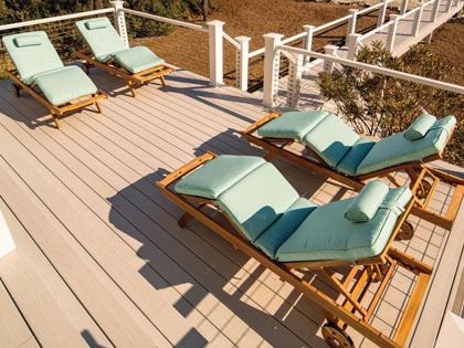 Sun Bed 4-Piece Teak Patio Chaise Lounge Set with Sunbrella Canvas Spa Cushions