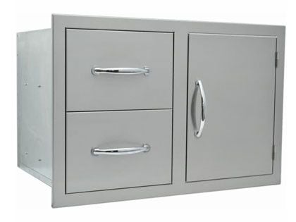 Sole Gourmet 30-Inch Stainless Steel Deluxe Raised Frame Access Door and Double Drawer Combo
