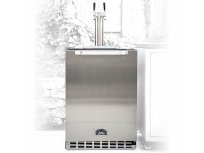 Sole Gourmet 24-Inch Reversible-Hinge Outdoor Rated Dual Tap Kegerator with Lock