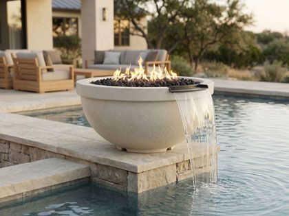 Prism Hardscapes 33-Inch Sorrento GFRC Gas Fire & Water Bowl