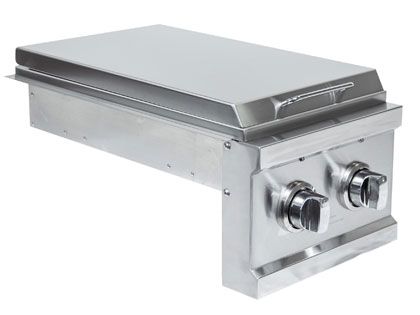Sole Gourmet Built-In Gas Double Side Burner with White LED Lights and Hinged Lid