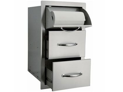Sole Gourmet 17-Inch Stainless Steel Flush Mount Double Access Drawer with Paper Towel Dispenser