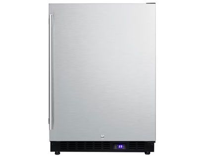 Summit 24-Inch 4.72 Cu. Ft. Outdoor Rated Compact Freezer With Ice Maker - Stainless Steel / Black Cabinet