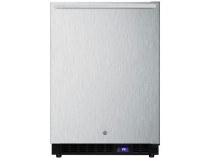 Summit 24-Inch 4.72 Cu. Ft. Outdoor Rated Compact Freezer With Ice Maker - Stainless Steel / Black Cabinet