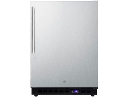 Summit 24-Inch 4.72 Cu. Ft. Outdoor Rated Compact Freezer With Ice Maker - Stainless Steel / Black Cabinet