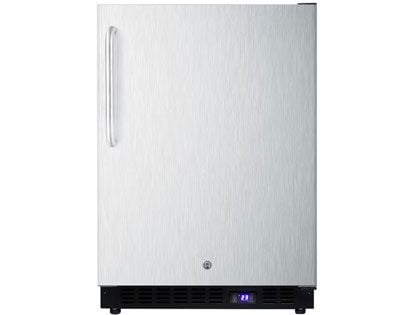 Summit 24-Inch 4.72 Cu. Ft. Outdoor Rated Compact Freezer With Ice Maker - Stainless Steel / Black Cabinet