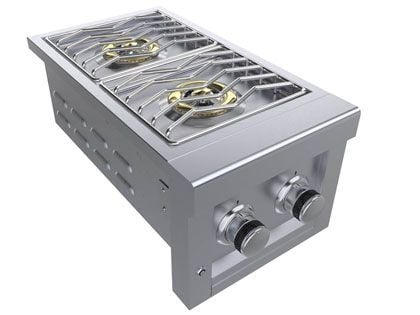 Sunstone Ruby Series 13-Inch Stainless Steel Slide-In Versa Double Burner with Removable Cover and LED Accent Light