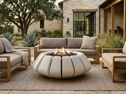 Prism Hardscapes 48-Inch Sunflower Round GFRC Gas Fire Pit