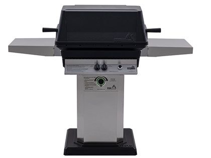 PGS T-Series T40 Commercial Cast Aluminum Gas Grill With Timer On Stainless Steel Patio Base