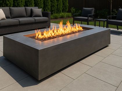 HPC Fire Tejas 48x24-Inch Rectangular Metal Fire Pit with Torpedo Burner
