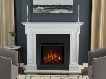 Thayer 55-Inch Electric Fireplace Mantel in White