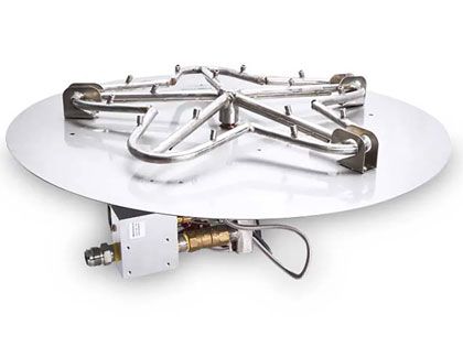 HPC Fire Penta Torpedo Burner with Round Flat Pan Gas Fire Pit Kit with On/Off Series - Electronic Ignition