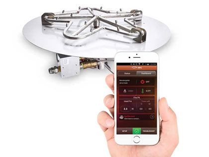 HPC Fire Penta Torpedo Burner with Round Flat Pan Gas Fire Pit Kit, High/Low Control with Remote (Mobile App Controlled) - Electronic Ignition