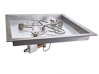 HPC Fire Penta Torpedo Burner with Square Bowl Pan Gas Fire Pit Kit with On/Off Series - Electronic Ignition