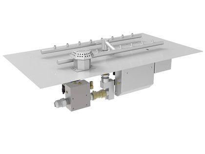 HPC Fire H-Shaped Torpedo Burner with Rectangular Flat Pan Gas Fire Pit Kit with On/Off Series - Electronic Ignition