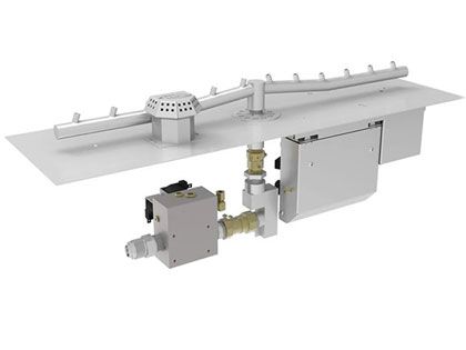 HPC Fire Linear Torpedo Burner with Rectangular Flat Pan Gas Fire Pit Kit with On/Off Series - Electronic Ignition