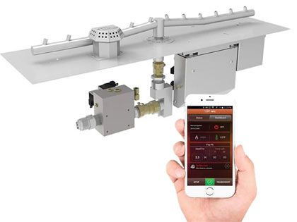 HPC Fire Linear Torpedo Burner with Rectangular Flat Pan Gas Fire Pit Kit, High/Low Control with Remote (Mobile App Controlled) - Electronic Ignition