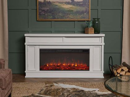 Torrey 60-Inch Electric Fireplace TV Stand in Bone White
