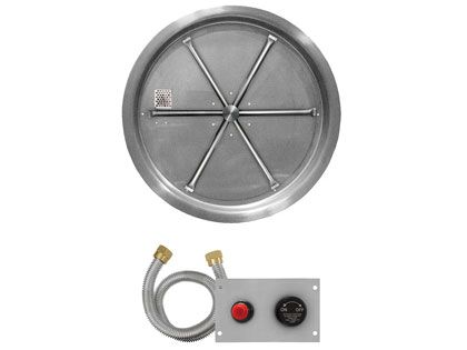 Firegear Fire Pit Burner Kit with Round Drop-In Pan & Stainless Steel Burning Spur - TPSI Flame Sensing Spark Ignition