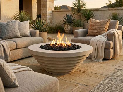 Prism Hardscapes 48-Inch Triton Round GFRC Gas Fire Bowl