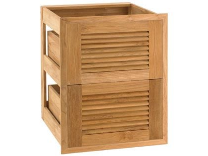 Pacific Teak Millworks 18-Inch Louvered Panel Teak Wood Double Drawer