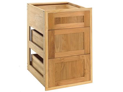 Pacific Teak Millworks 18-Inch Shaker Panel Teak Wood Triple Drawer