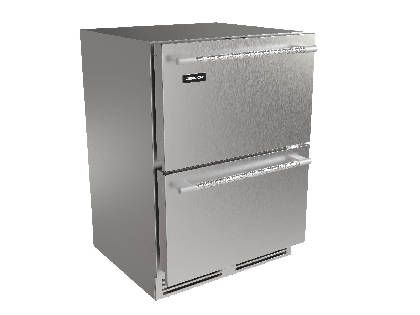 Perlick G5 Luxe 24-Inch 4.0 Cu. Ft. Dual Zone Refrigerator / Freezer Drawers - Stainless Steel Knurled Handle Overlay