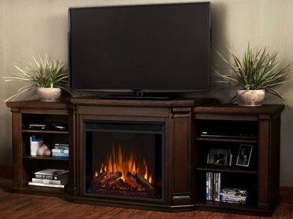 Valmont 74-Inch Electric Fireplace TV Stand in Chestnut Oak