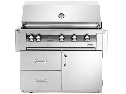 Vintage Grills 42-Inch Freestanding Gas Grill with Flush Mounted Infrared Rotisserie Burner, Dedicated Smoker Burner and Sear Zone on Deluxe Cart