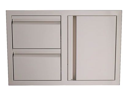 RCS Valiant Series 33-Inch Stainless Steel Access Door & Double Drawer Combo with Soft Close - Right Hinge