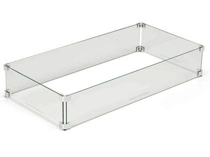 HPC Fire Fire Pit Glass Wind Guard, Linear - 31 x 15-Inch