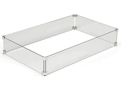 HPC Fire Fire Pit Glass Wind Guard, Linear - 37 x 19-Inch