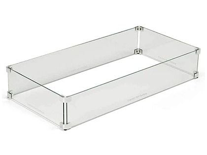 HPC Fire Fire Pit Glass Wind Guard, Rectangle - 43 x 15-Inch