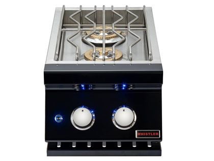 Whistler Built-In Gas Double Side Burner with Lid - Black Stainless Steel