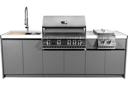 Whistler 4-Burner 96 x 28-Inch Gas Grill Island with Infrared Rear Burner, Sink, Double Side Burner, and Rotisserie Kit