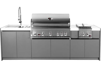 Whistler 5-Burner 104 x 28-Inch Gas Grill Island with Infrared Rear Burner, Sink, Double Side Burner, and Rotisserie Kit