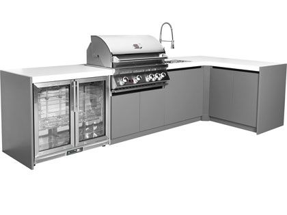 Whistler 4-Burner 132 x 61-Inch Gas Grill Island with Infrared Rear Burner, Refrigerator, Sink, and Rotisserie Kit