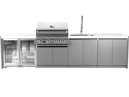 Whistler 4-Burner 133 x 28-Inch Gas Grill Island with Infrared Rear Burner, Refrigerator, Sink, and Rotisserie Kit
