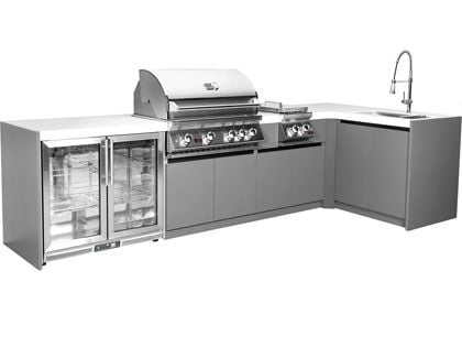 Whistler 4-Burner 132 x 61-Inch Gas Grill Island with Infrared Rear Burner, Refrigerator, Sink, Double Side Burner, and Rotisserie Kit