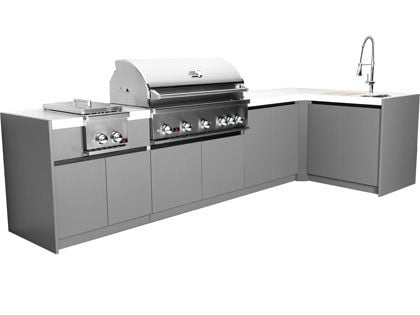 Whistler 5-Burner 134 x 61-Inch Gas Grill Island with Infrared Rear Burner, Sink, Double Side Burner, and Rotisserie Kit