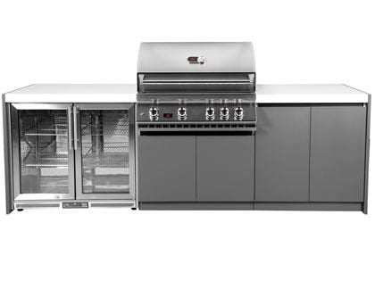 Whistler 4-Burner 102 x 28-Inch Gas Grill Island with Infrared Rear Burner, Refrigerator, and Rotisserie Kit