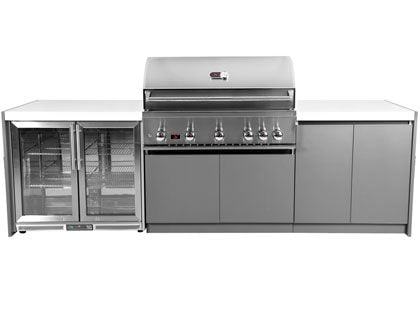Whistler 5-Burner 110 x 28-Inch Gas Grill Island with Infrared Rear Burner, Refrigerator, and Rotisserie Kit