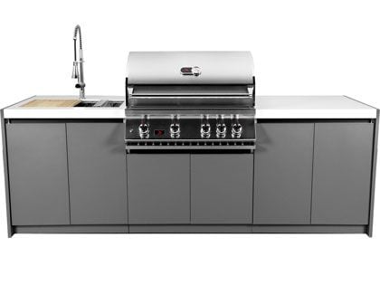 Whistler 4-Burner 96 x 28-Inch Gas Grill Island with Infrared Rear Burner, Sink, and Rotisserie Kit