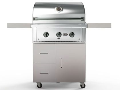 Wildfire Ranch Pro 30-Inch 2-Burner 304 Stainless Steel Freestanding Gas Grill - Chrome Black Accents